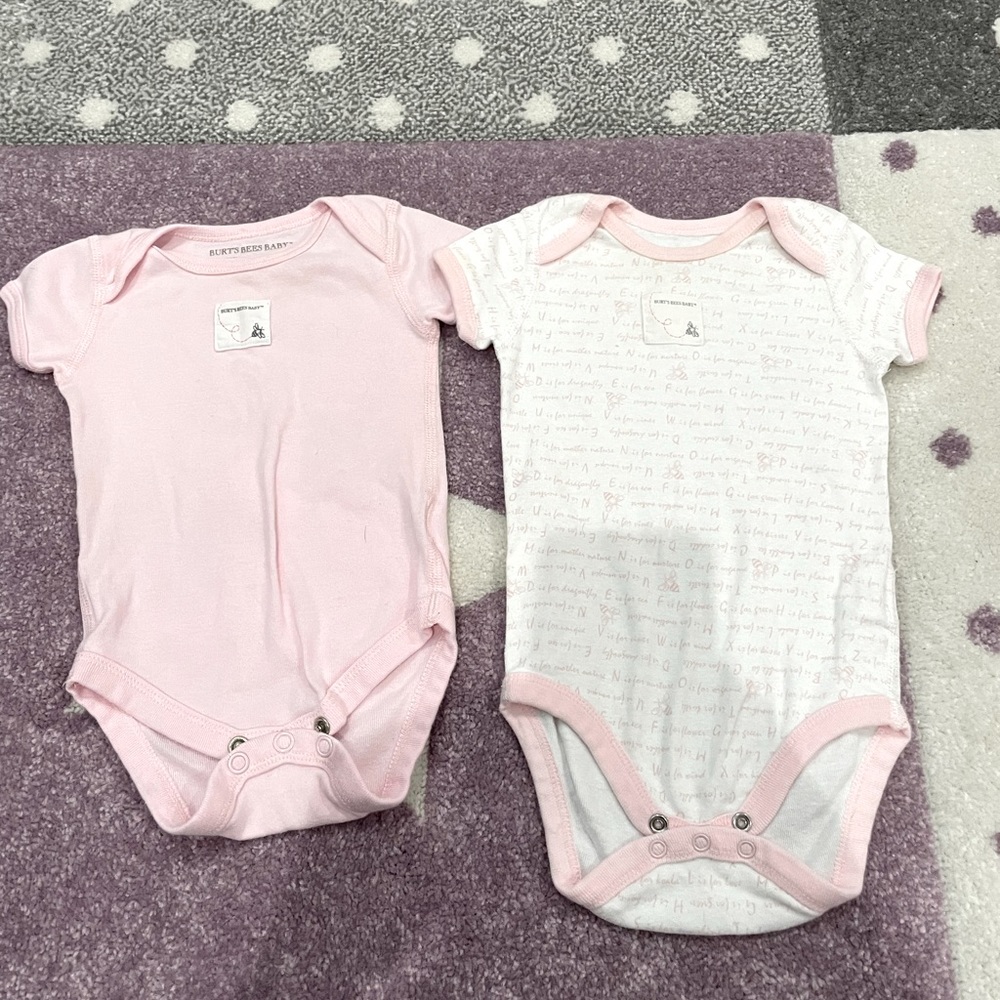 Baby girl 3-6 mo Burts bees matching onesie set